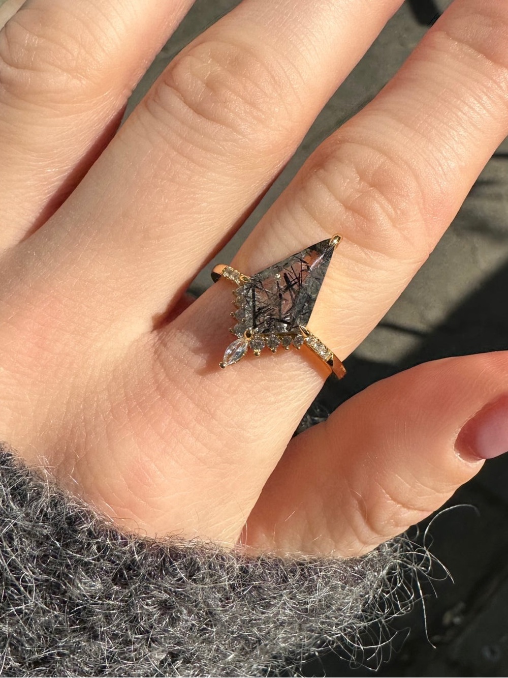 NEW Soho Marie Black Rutile Ring Size 5